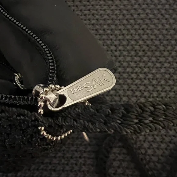 The Sak Black Crochet Woven Crossbody Small Purse Hand Bag 7x6in - Picture 6 of 9